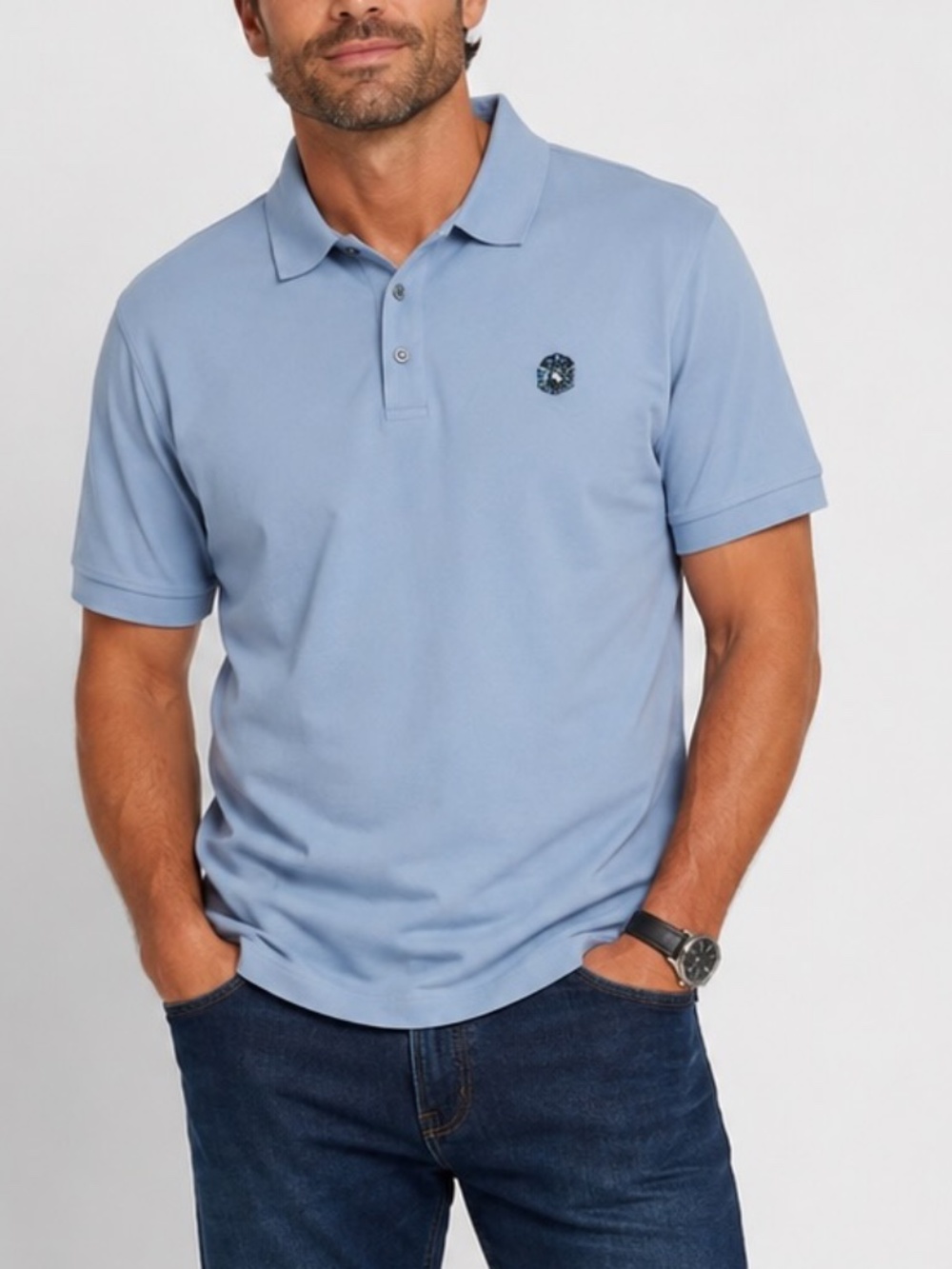 Robert Graham Polo Shirt Mens Size Large Blue Classic Fit Golf Casual Athletic